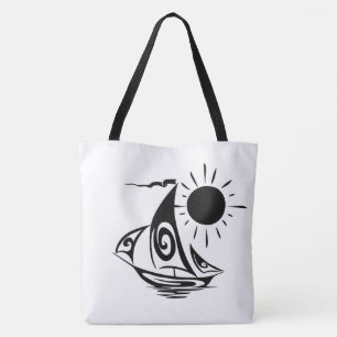 Bolso De Tela Barco de Vela Caprichoso Día Perezoso
