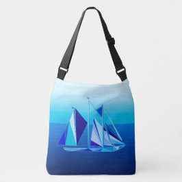 Bolso De Tela Barco de vela geométrico moderno / yate, azul coba