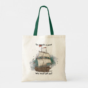 Bolso De Tela Barco Dibujado a Mano