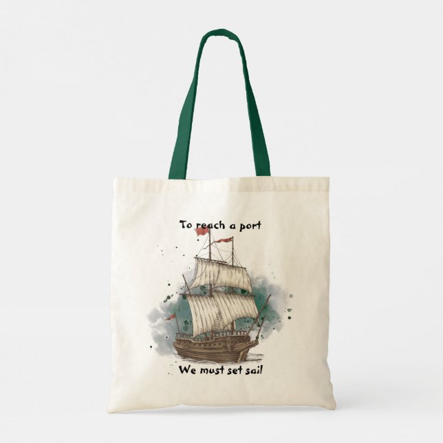 Bolso De Tela Barco Dibujado a Mano (Reverso)