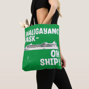Bolso De Tela ¡BARCO Maligayang Pask-OH! Chrs verde/plateado. Cr