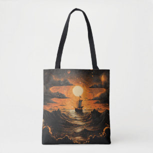 Bolso De Tela Barco navegando por la noche