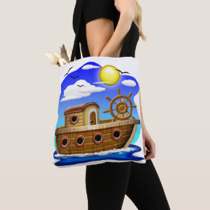 Bolso De Tela Barco Pesquero Dibujo Animado