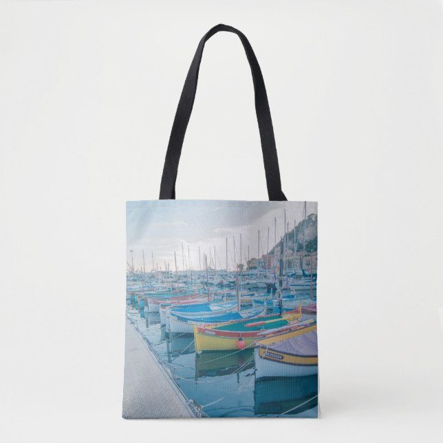 Bolso De Tela Barcos de pesca en Niza, Riviera Francesa (Anverso)