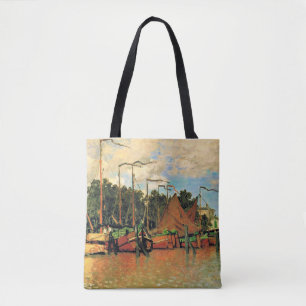 Bolso De Tela Barcos en Zaandam por Claude Monet, 