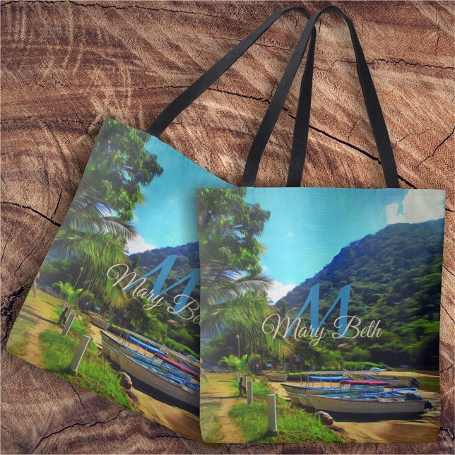 Bolso De Tela Barcos Mismaloya en el río 0350 (Subido por el creador)