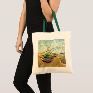 Bolso De Tela Barcos pesqueros Van Gogh en la playa de Saintes M