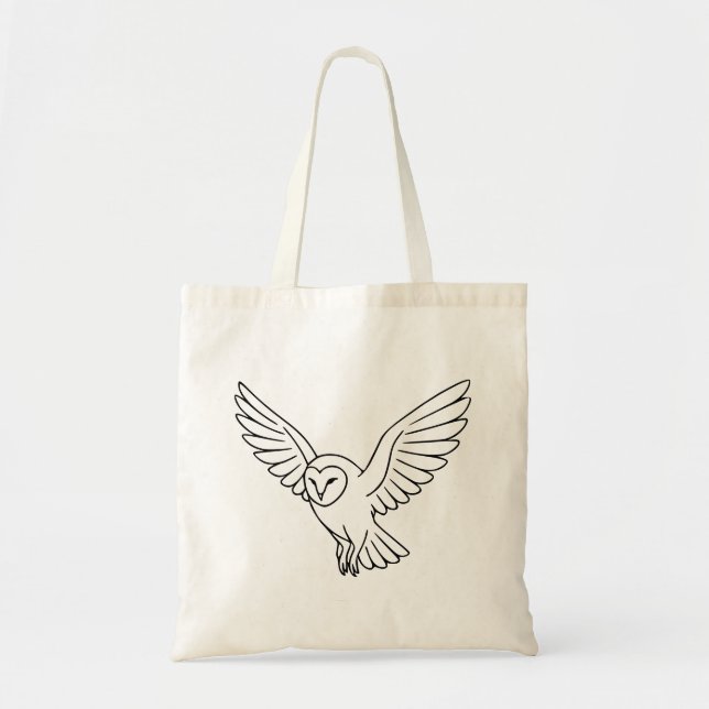 Bolso De Tela Barn Owl in Flight Line Art (Frente)
