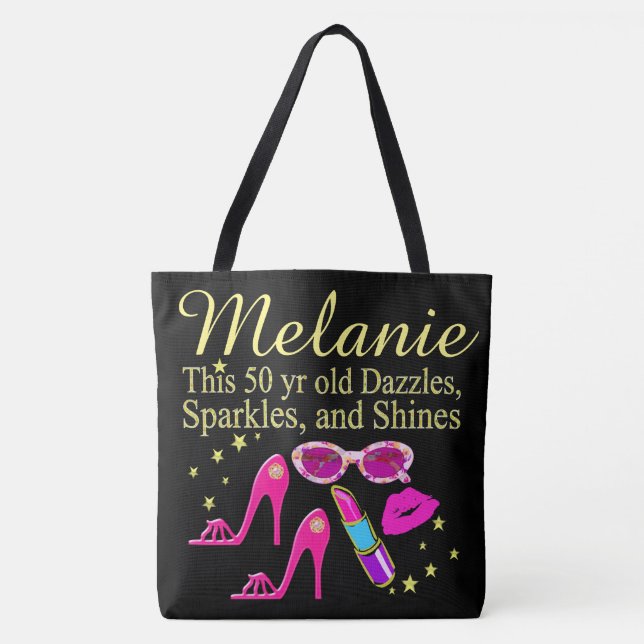 BOLSO DE TELA BARRA DE TOTE PERSONALIZADA DE 50 CUMPLEAÑOS (Anverso)