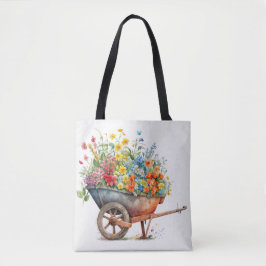 Bolso De Tela Barrera De Ruedas Llena De Flores Frescas