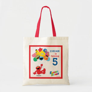 Bolso De Tela Barrio Sésamo   Elmo y Pals - Globos de cumpleaños