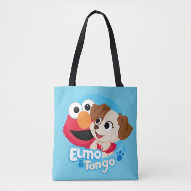 Bolso De Tela Barrio Sésamo | Insignia Elmo y Tango (Anverso)