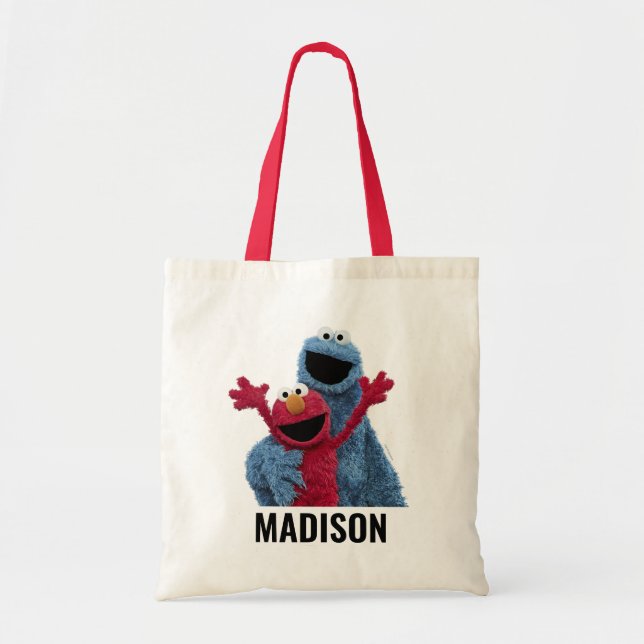 Bolso De Tela Barrio Sésamo | Monstruo Elmo y Cookie (Frente)