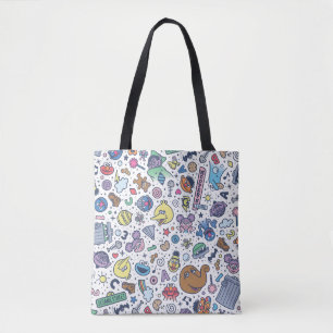 Bolso De Tela Barrio Sésamo Patrón de Doodle de Sesame Pals