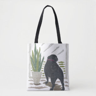 Bolso De Tela Barro amasado negro, perro, moderno