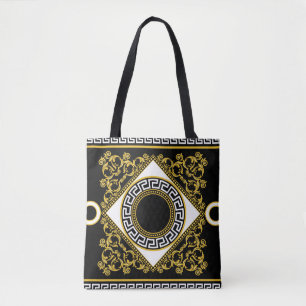 Bolso De Tela Barroco dorado: Frontera negra griega