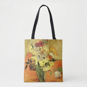 Bolso De Tela Base japonesa, Rosas, anémonas de Vincent van Gogh