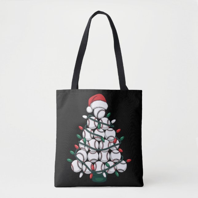 Bolso De Tela Baseball Christmas Tree Santa Sports (Anverso)