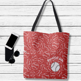 Bolso De Tela Baseball Red  Over All Print Bag
