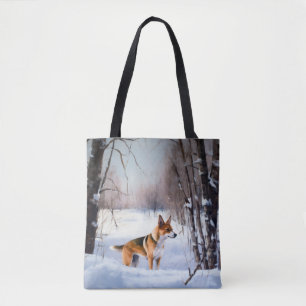 Bolso De Tela Basenji Deja que nieve Navidad