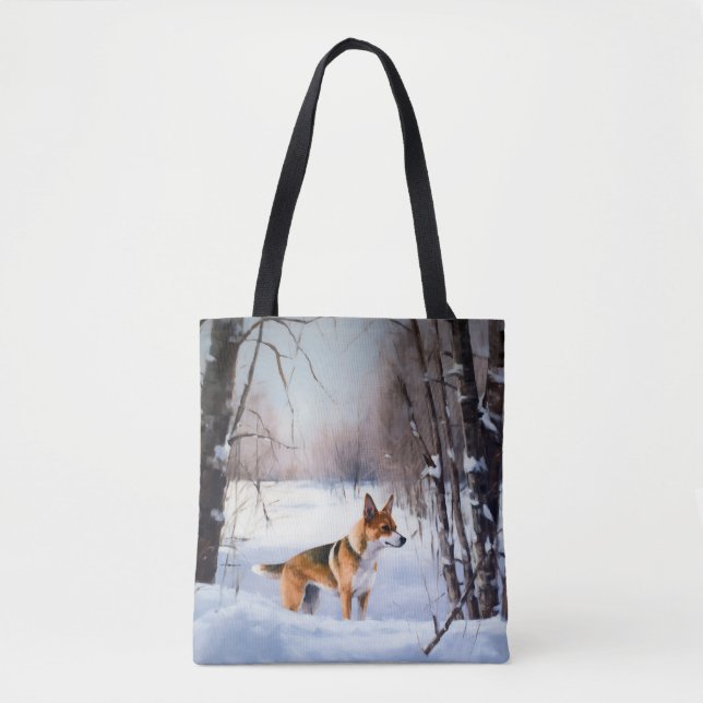 Bolso De Tela Basenji deja que nieve Navidades (Anverso)
