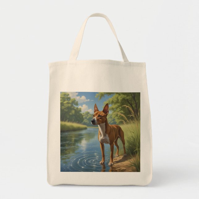 Bolso De Tela Basenji Elegant Grocery Tote Bag (Frente)