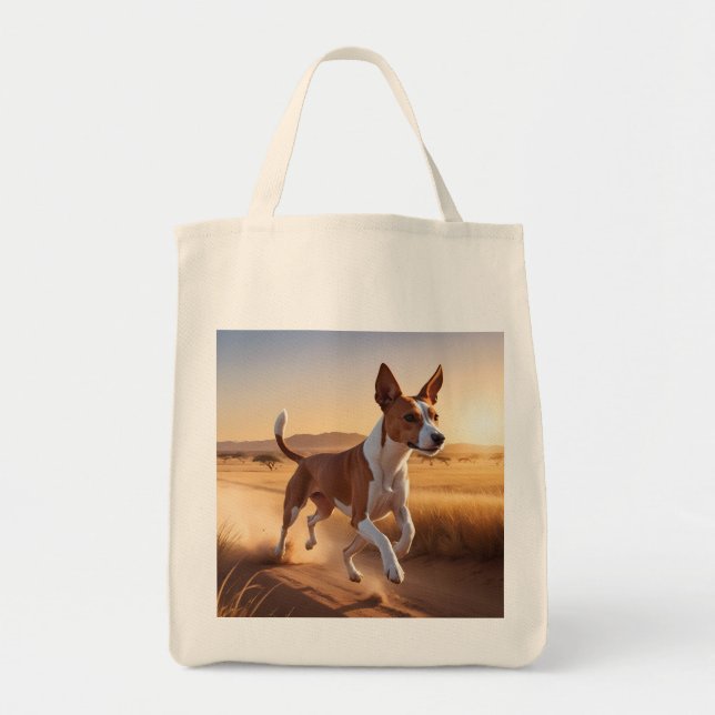 Bolso De Tela Basenji Elegant Grocery Tote Bag (Frente)