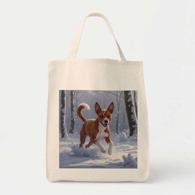 Bolso De Tela Basenji Elegant Grocery Tote Bag (Frente)