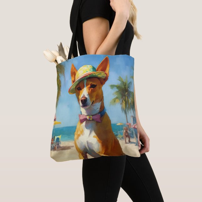 Bolso De Tela Basenji en la playa, regalo de verano para los ama (Detalle)
