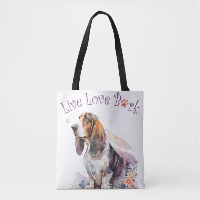 Bolso De Tela Basset Hound Dog Mom Floral (Anverso)
