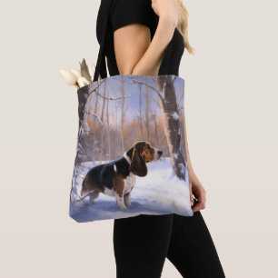 Bolso De Tela Basset Hound Let It Snow Navidades