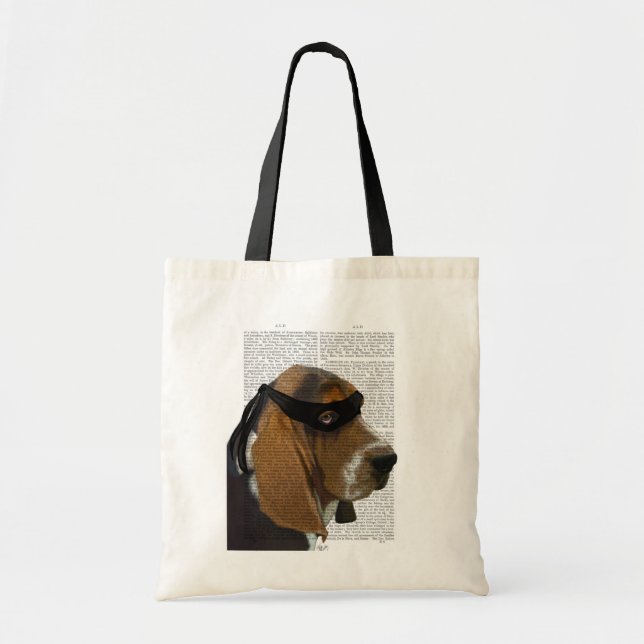 Bolso De Tela Basset Hound Ninja (Frente)