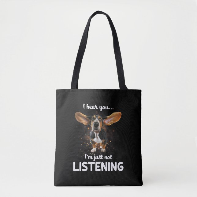 Bolso De Tela basset hound te oigo no escuchar (Anverso)