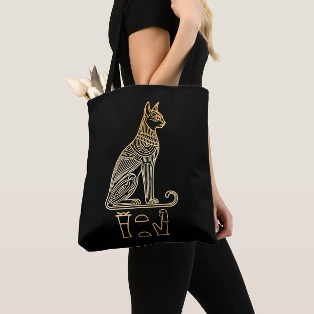 Bolso De Tela Bastet, Diosa Gata Egipcia. Nombre en jeroglíficos (Detalle)