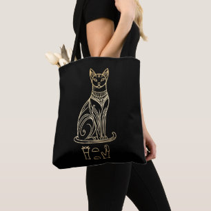 Bolso De Tela Bastet, Diosa Gata Egipcia. Nombre en jeroglíficos
