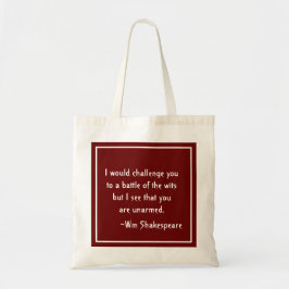Bolso De Tela Batalla de la cita de Wits Shakespeare y tu nombre