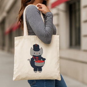 Bolso De Tela Batería de Banda de Música Gato Azul Marino Rojo