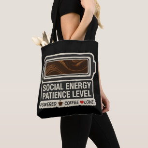 Bolso De Tela Batería Social Impulsada por Café Nivel de Energ