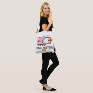 Bolso De Tela Batería Social Kawaii 1% Energía de Introvertido D