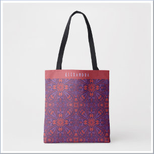 Bolso De Tela Batik Colorido Rojo y Púrpura Abstracto
