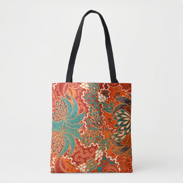 Bolso De Tela Batik Malayo: Hermoso patrón de arte. (Anverso)