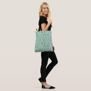Bolso De Tela Batik verde menta estilo boho patrón floral de pai
