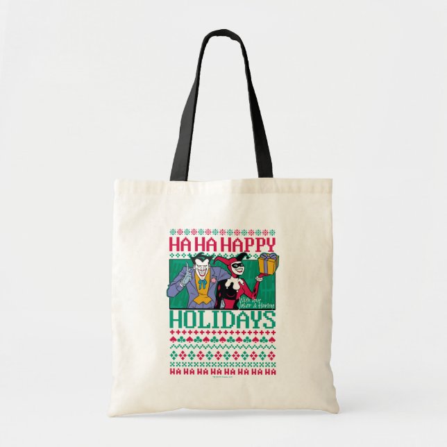Bolso De Tela Batman | Feliz Juker de vacaciones y Harley Quinn (Frente)