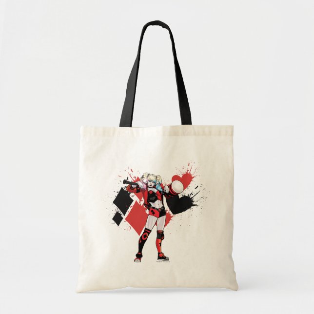 Bolso De Tela Batman | Harley Quinn Hearts & Diamonds Splatter (Frente)