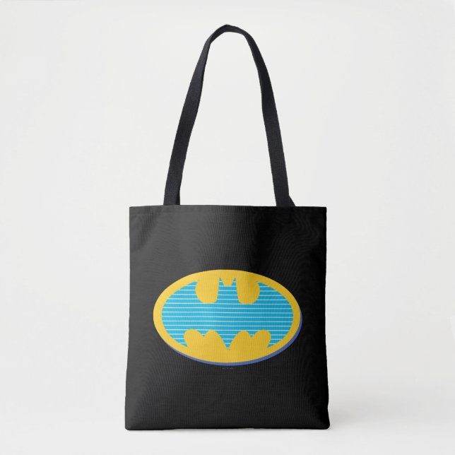 Bolso De Tela Batman | Símbolo de franjas cian (Anverso)
