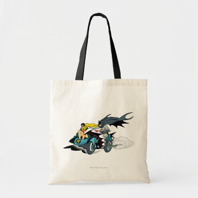 Bolso De Tela Batman Y Robin En Batcycle (Frente)