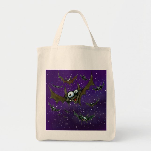 Bolso De Tela Bats Night Sky (Frente)