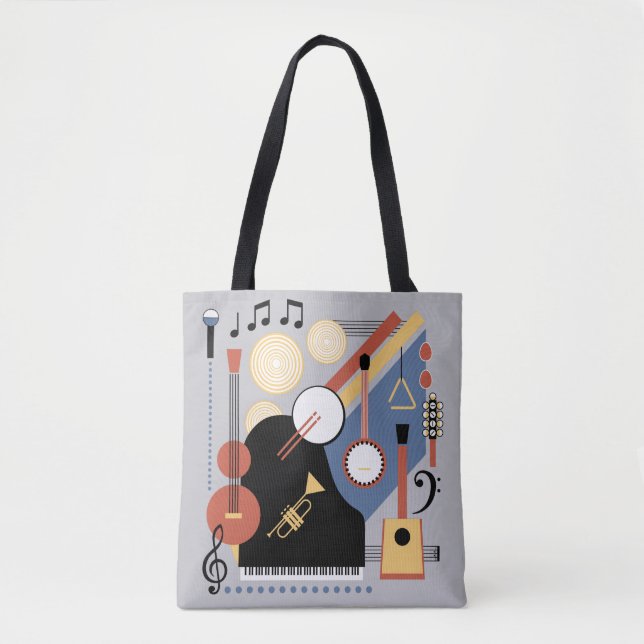 Bolso De Tela Bauhaus Band Monograma Música Tote Bag (Anverso)