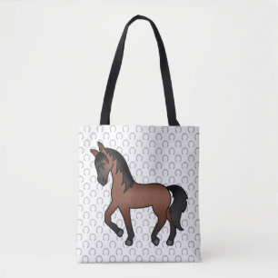 Bolso De Tela Bay Brown Trotting Horse Cute Personalizado Ilustr