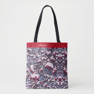 Bolso De Tela Bayas rojas y nieve en Navidades